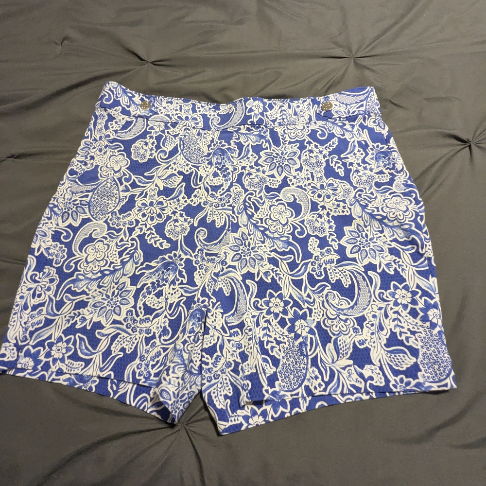 Rafaella Blue and White Shorts with Pull On Waist Size 18